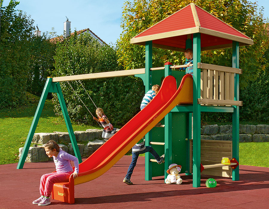 Spielturm-Kombination Holz/Aluminium Ansicht 4