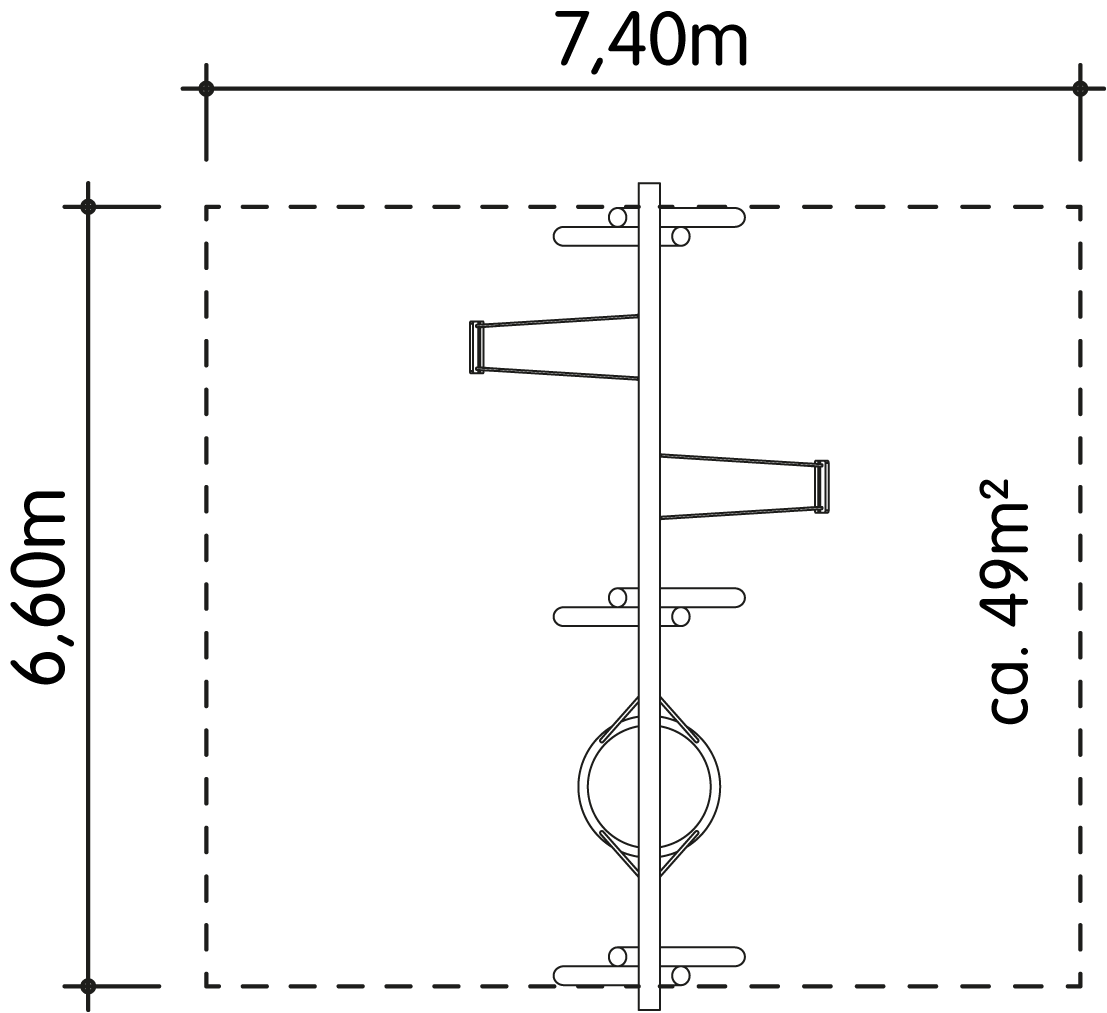 Schaukel-Nestkorb-Kombi 2-fach LH210cm Ansicht 5