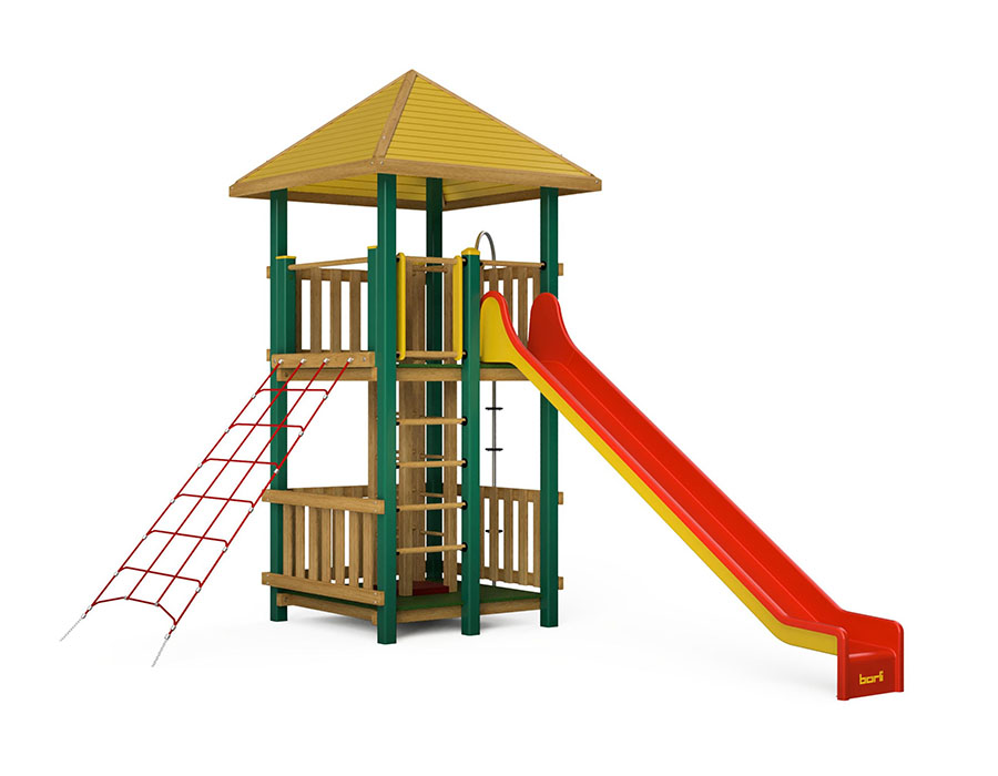 Spielturm-Kombination Holz/Aluminium Ansicht 2