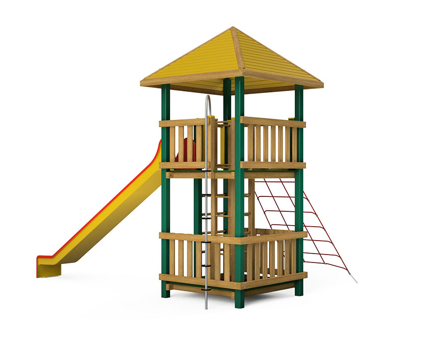Spielturm-Kombination Holz/Aluminium Ansicht 3