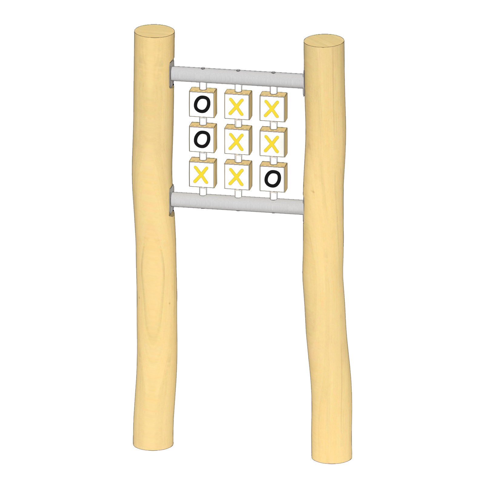Spiel Tic-Tac-Toe, Drehhölzer Alu-Dibond, mit 2 Pfosten Ansicht 2