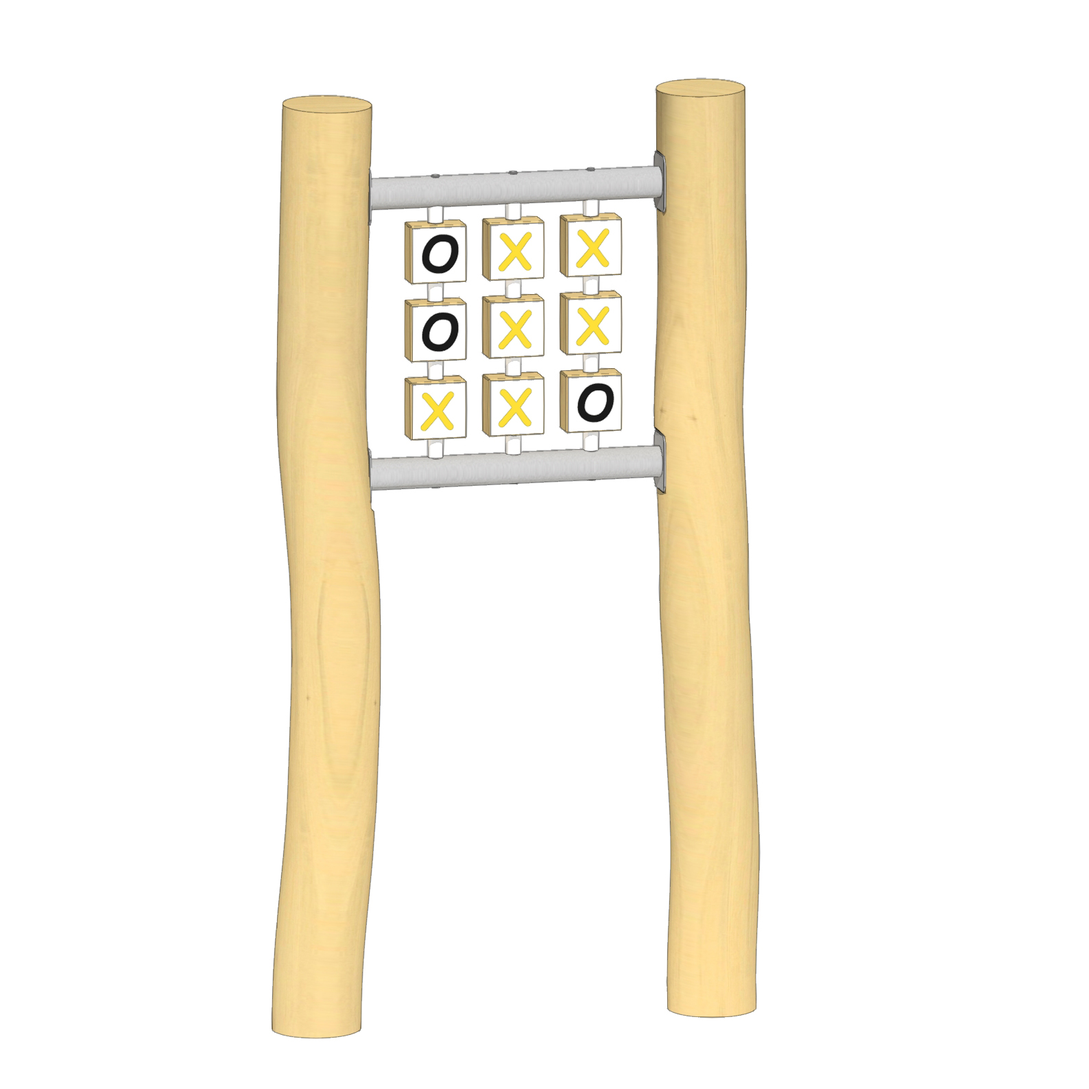 Spiel Tic-Tac-Toe, Drehhölzer Alu-Dibond, mit 2 Pfosten Ansicht 4