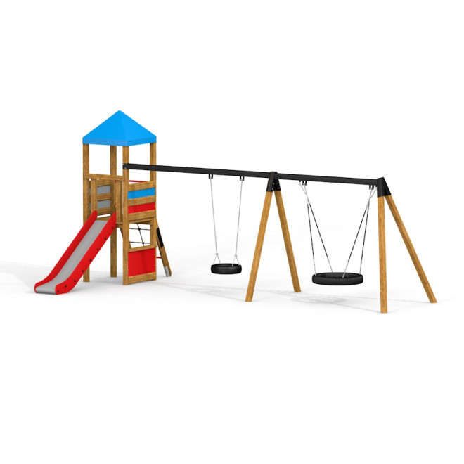 Logo Spielturm mit Vogelnestschaukel (BNS 90 cm), Larslaj