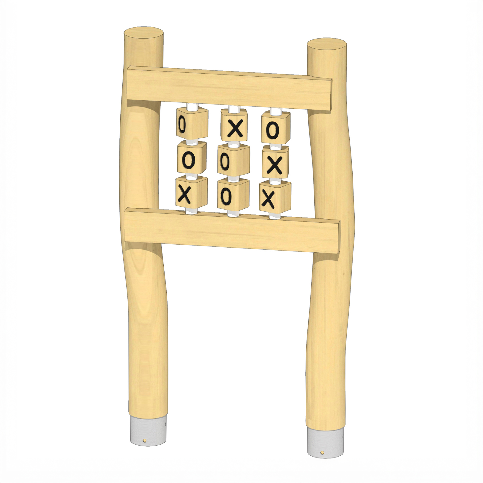 Spiel Tic-Tac-Toe, Drehwürfel konturgefräst, mit 2 Pfosten