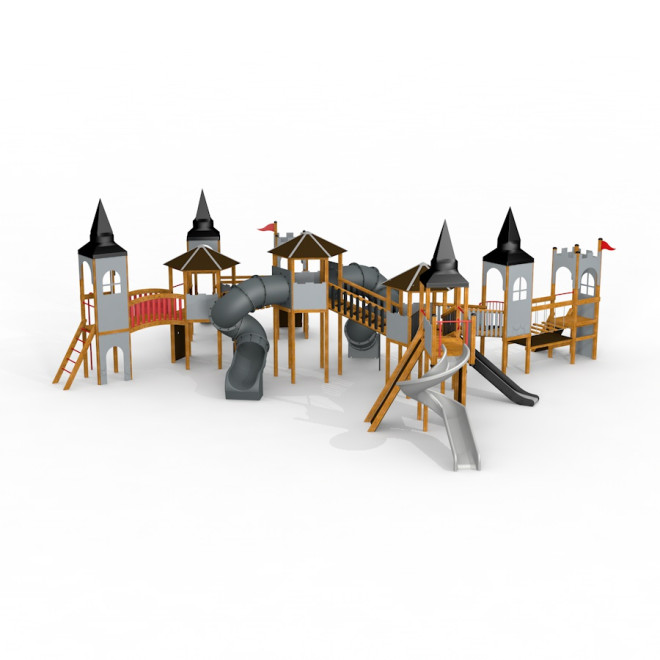 Zitadelle Spielplatz mit Spieltürme und Spiralrutschen Ansicht 2