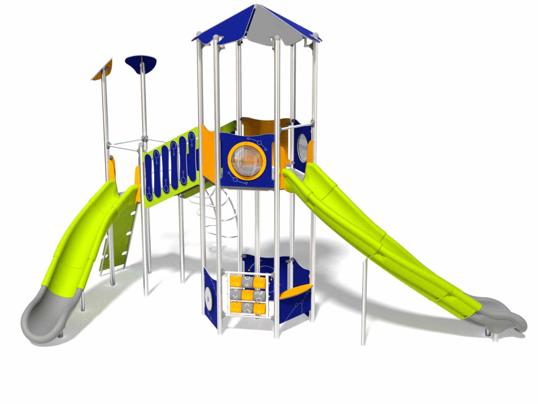 Großer Turm mit Rutsche und Brücke für Spielplatz