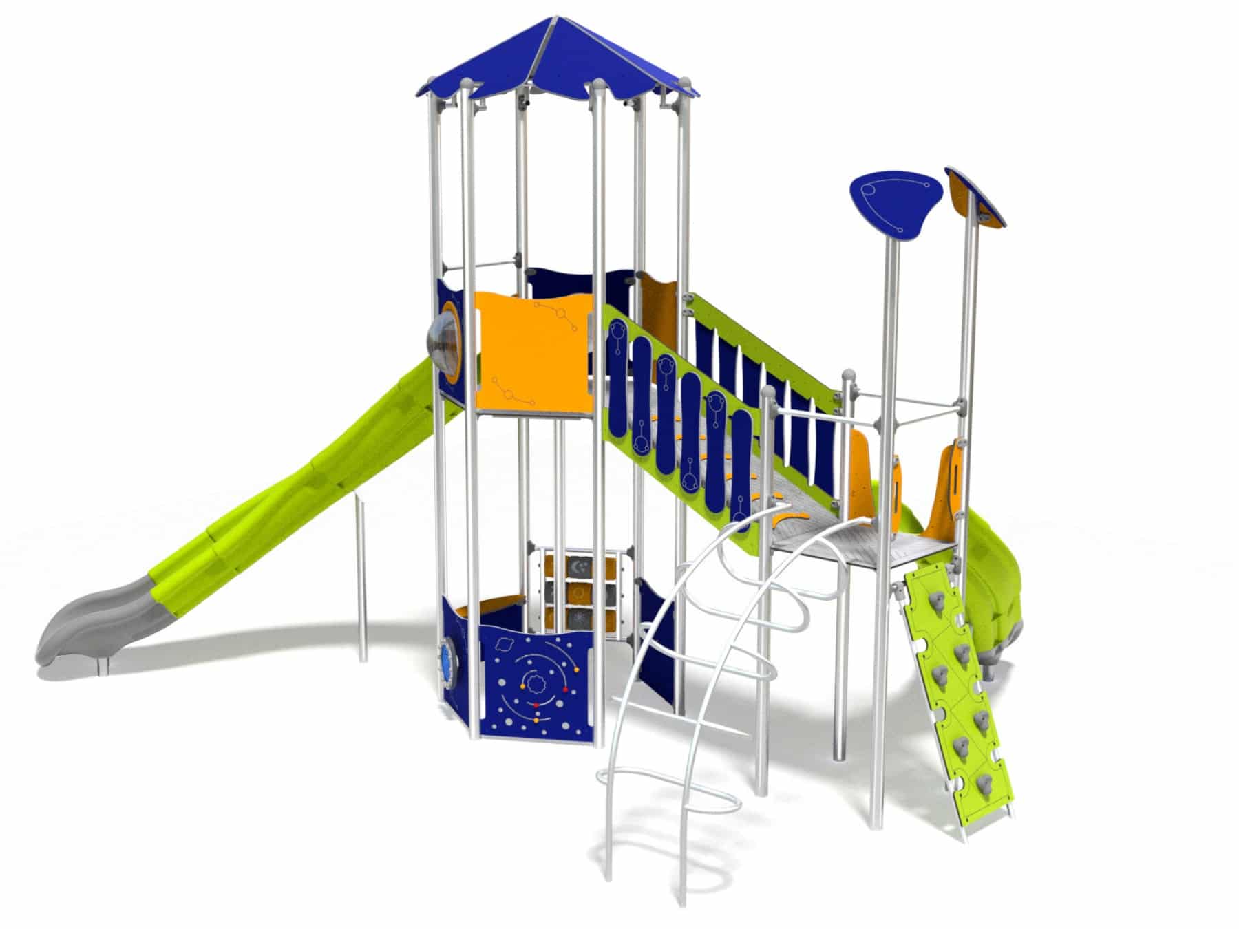 Großer Turm mit Rutsche und Brücke für Spielplatz Ansicht 3